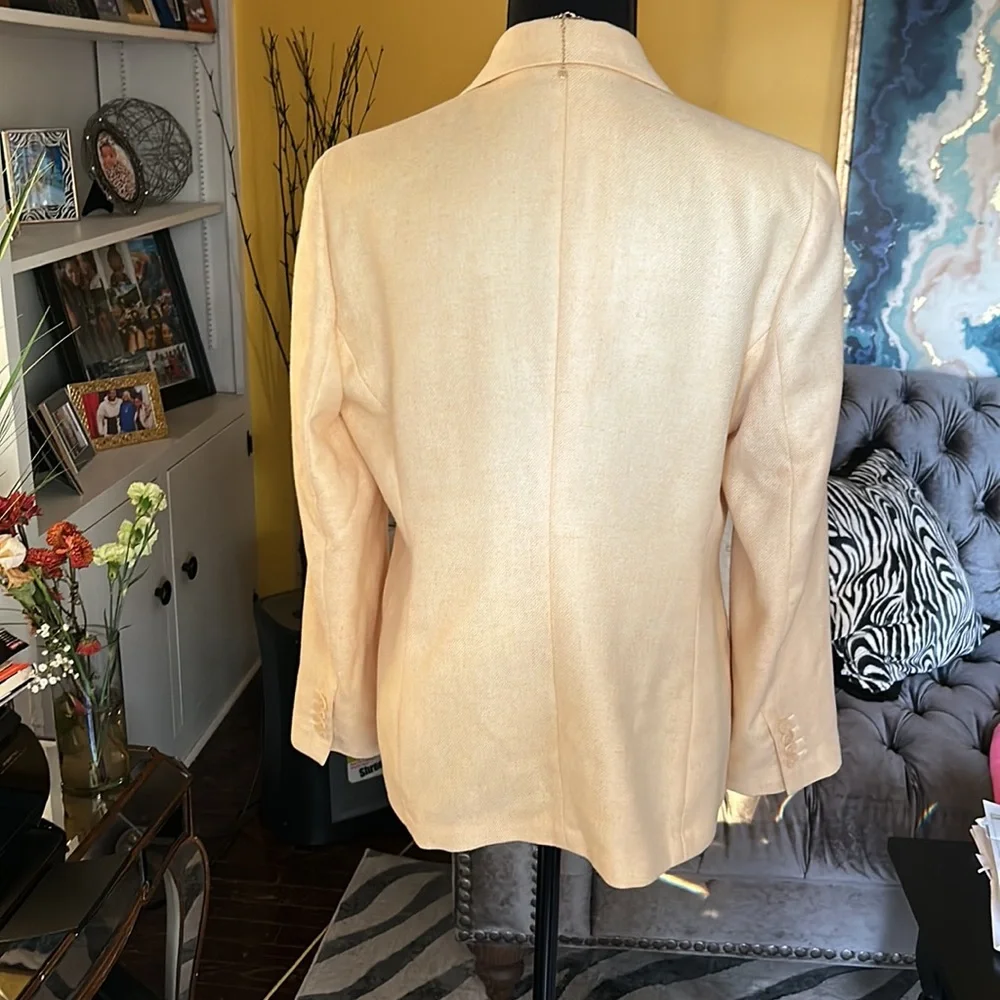 Lands End light yellow one button faux pocket blazer - Picture 6 of 11